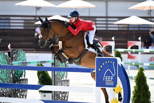 Justine Tebbel aboard Cote de Pablo at the Longines EEF Series CSIO3* Budapest Region Central qualifier on Friday 26 June 2026. © EEF