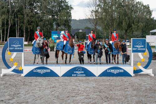 Team Belgium on the podium at the regional qualifier in Drammen on Saturday 7 June 2025. © EEF
