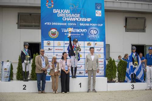 Podium celebration Balkan Dressage Championships 2025