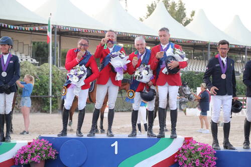 Team Italy - Gold Medal winners at the 2024 FEI Jumping European Championships for Veterans 