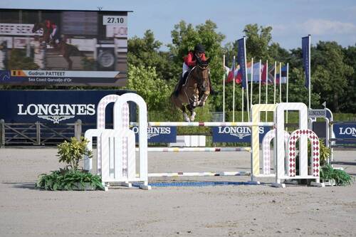 Gudrun Patteet and her mount Sea Coast Qarvaljo d'Or produced a double clear at the Longines EEF Series North West Semi Final at Peelbergen (NED) on Friday 3 July. © EEF/Sportfot