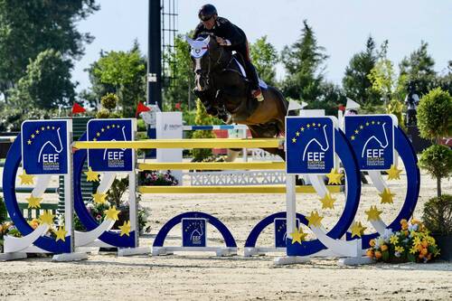 Italy’s Bruno Chimirri and Je Suis Godot d’Acheronte compete in the Longines EEF Series CSIO3* Thessaloniki on Sunday 7 June, contributing to the team’s winning performance. © EEF