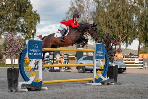 Image: Mathieu Guery and his mount Time-Breaker S Z deliver a flawless jump off round in 44.02 seconds taking the win against host nation Norway at the Longines EEF Series CSIO3* Drammen qualifier on Saturday 7 June 2025. © EEF/ Kristian Strøm