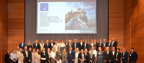 Image : EEF Board Members, delegates and representatives of the National Federations gathered at the European Equestrian Federation General Assembly in San Marino on 7 October 2025. © EEF