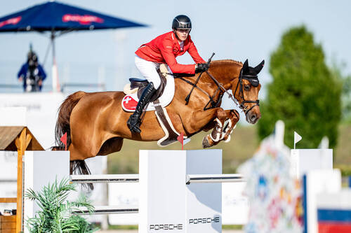 Young Swiss athlete Gaëtan Joliat participated in Lier & Samorin, two regional qualifiers of the 2025 Longines EEF Series season © EEF/ Jan Vlcek @equifo.cz
